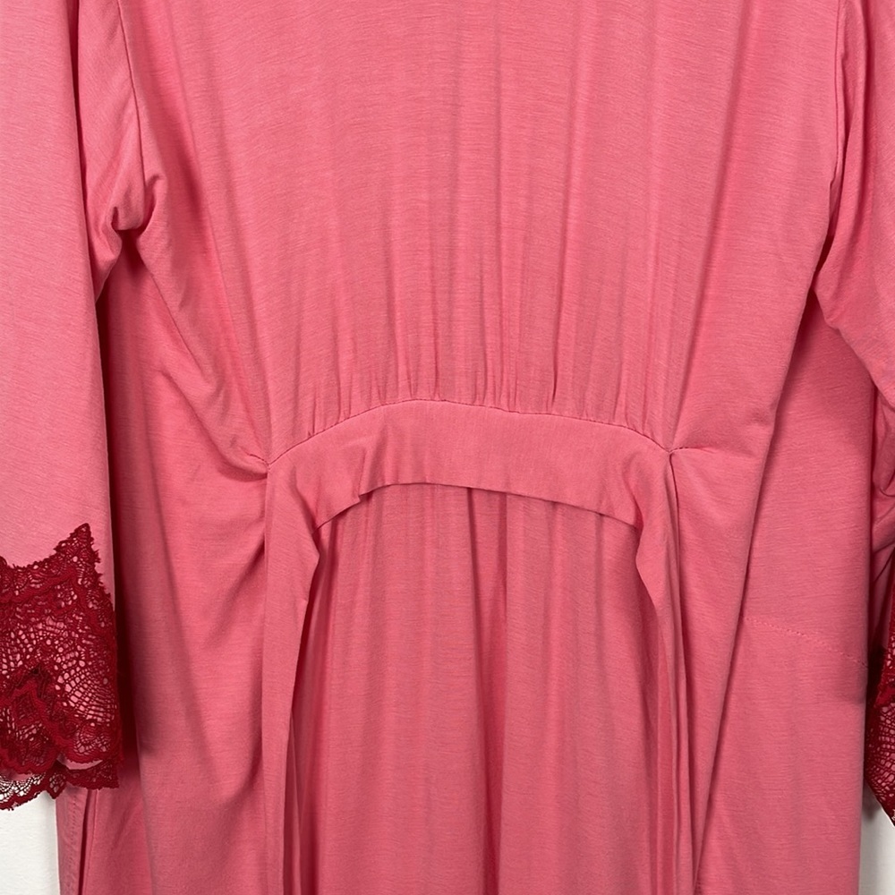 Soma robe women size S/M long sleeve lace trim scallop bottom sleeve tie waist - Picture 6 of 9